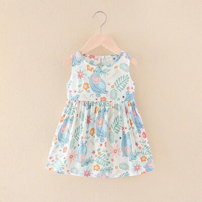 Καλοκαιρινή Παιδική Φούστα Baby Flower Printing Ρούχα Παιδικά Παιδικά Αμάνικα Μπλουζάκια Παιδικά Φορέματα γενεθλίων για κορίτσια