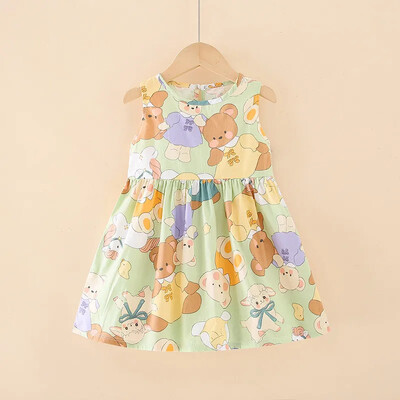 Καλοκαιρινή Παιδική Φούστα Baby Flower Printing Ρούχα Παιδικά Παιδικά Αμάνικα Μπλουζάκια Παιδικά Φορέματα γενεθλίων για κορίτσια