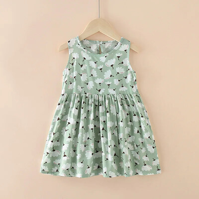 Καλοκαιρινή Παιδική Φούστα Baby Flower Printing Ρούχα Παιδικά Παιδικά Αμάνικα Μπλουζάκια Παιδικά Φορέματα γενεθλίων για κορίτσια