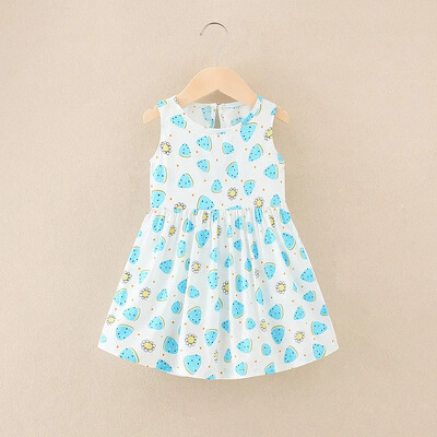 Καλοκαιρινή Παιδική Φούστα Baby Flower Printing Ρούχα Παιδικά Παιδικά Αμάνικα Μπλουζάκια Παιδικά Φορέματα γενεθλίων για κορίτσια