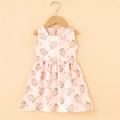 Καλοκαιρινή Παιδική Φούστα Baby Flower Printing Ρούχα Παιδικά Παιδικά Αμάνικα Μπλουζάκια Παιδικά Φορέματα γενεθλίων για κορίτσια