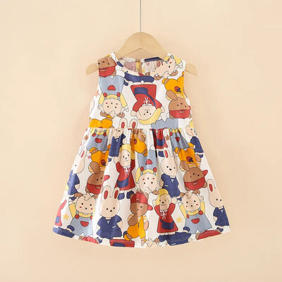 Καλοκαιρινή Παιδική Φούστα Baby Flower Printing Ρούχα Παιδικά Παιδικά Αμάνικα Μπλουζάκια Παιδικά Φορέματα γενεθλίων για κορίτσια