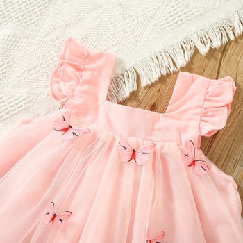 Лятна рокля за бебета и момичета Citgeett, рокля с летящи ръкави и деколте, рокля от тюл, облекло, костюм за дрехи