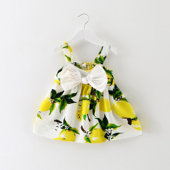 Лятна рокля за момиченце с лимонов принт Рокли за новородени Рокли за кръщене Рокля за рожден ден на принцеса за момиченце