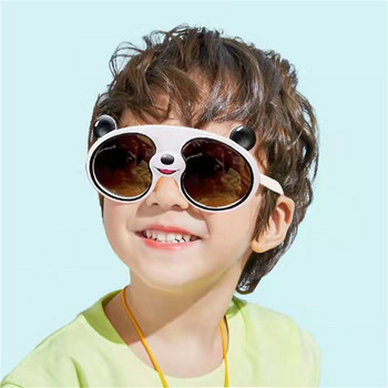 KLASSNUM Деца Момчета Момичета Забавни слънчеви очила Panda Сладки карикатури Детски слънчеви очила Силиконова рамка Външни UV400 нюанси Нови в