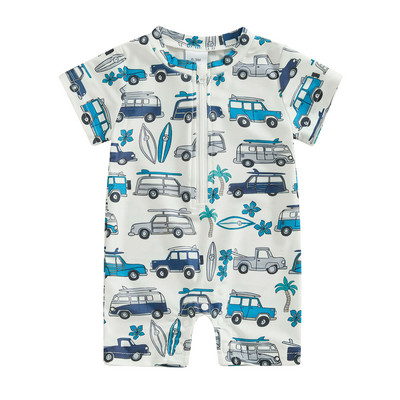 Citgeett Summer Kids Boys Swimsuit Short Sleeve Swimsuit Ziper Swimsuit Бански костюм Romper Дрехи