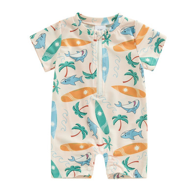 Citgeett Summer Kids Boys Swimsuit Short Sleeve Swimsuit Ziper Swimsuit Бански костюм Romper Дрехи