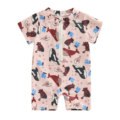 Citgeett Summer Kids Boys Swimsuit Short Sleeve Swimsuit Ziper Swimsuit Бански костюм Romper Дрехи