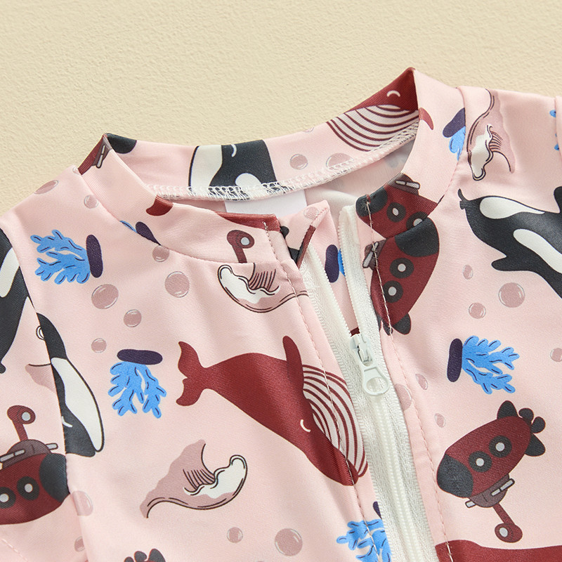 Citgeett Summer Kids Boys rövid ujjú fürdőruha nyomtatott cipzáras fürdőruha fürdőruha Romper ruhák