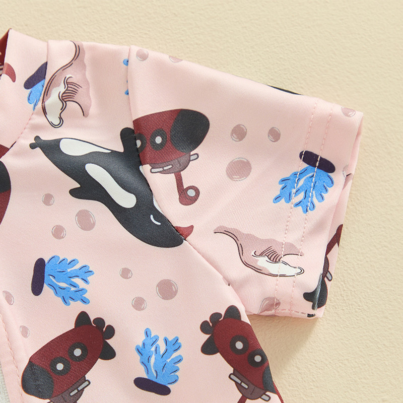 Citgeett Summer Kids Boys rövid ujjú fürdőruha nyomtatott cipzáras fürdőruha fürdőruha Romper ruhák