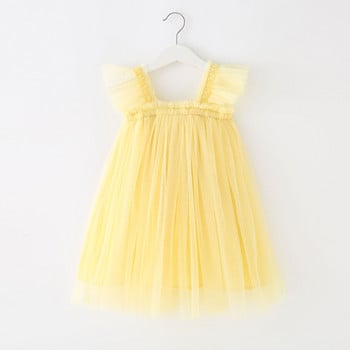 Καλοκαιρινά καινούργια βρεφικά ρούχα μονόχρωμα Υψηλής ποιότητας ιπτάμενα μανίκια διχτυωτοί σφεντόνες μωρά Φορέματα χαριτωμένη πριγκίπισσα φούστα με μπαλάκι