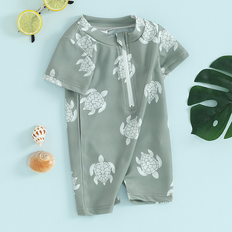 2023-11-18 Lioraitiin 0-4Y totyogó kisfiú úszóruha fürdőruha fürdőruha kiütésvédő cipzár rövid ujjú strandfürdő