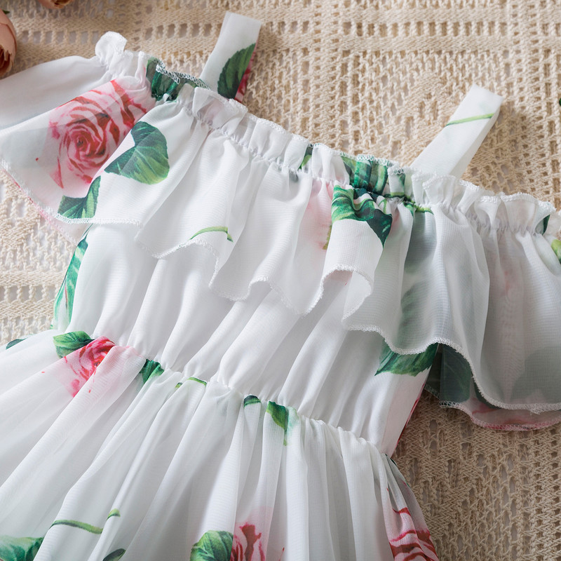 Új nyári lányok ujjatlan ruha baba mintás virágos ruha Elegáns gyerek lány lányoknak ünnepi alkalmi ruhák tipegő gyerek parti ruhák