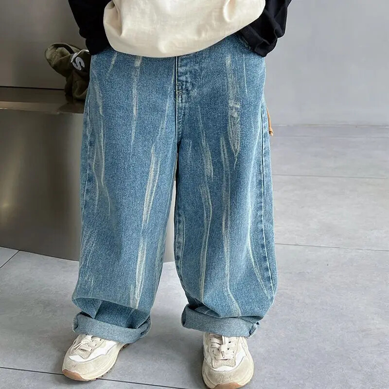 Új farmer Fiú farmer Gyerek tavaszi őszi magas derekú tömör farmer gyerek ZM baba lány farmer fiú nadrág gyerek ruházat