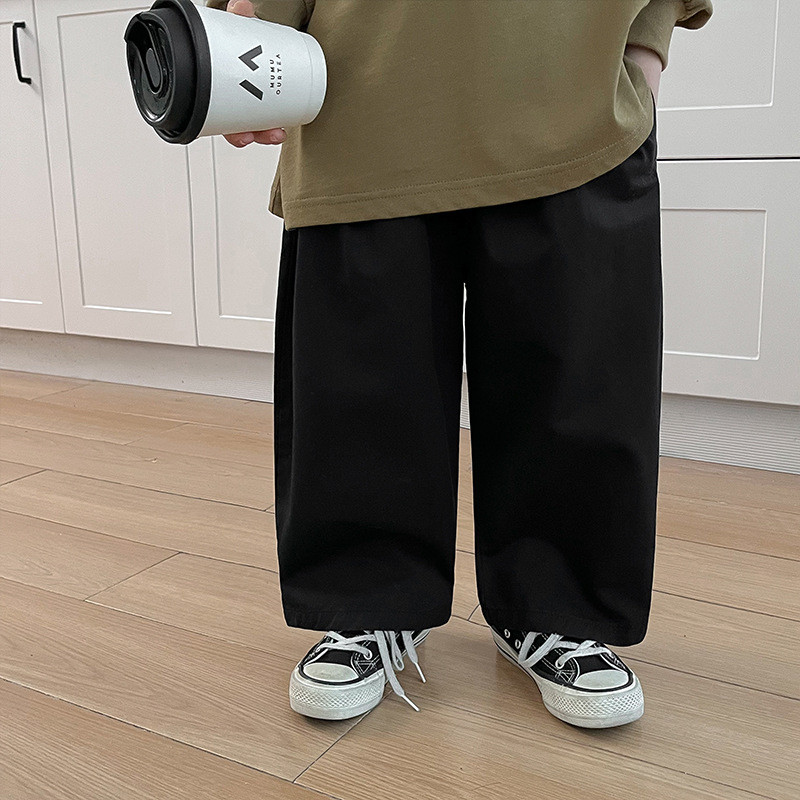 Детско облекло Пролет 2024 г. Нов модерен корейски стил Всички подходящи едноцветни момчета Ежедневни прости забавни.tvlength панталони