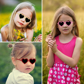 2023 Нови детски ретро цветни слънчеви очила със сърце на вълна UV400 Модни слънчеви очила за защита на открито за момичета и момчета Детски слънчеви очила