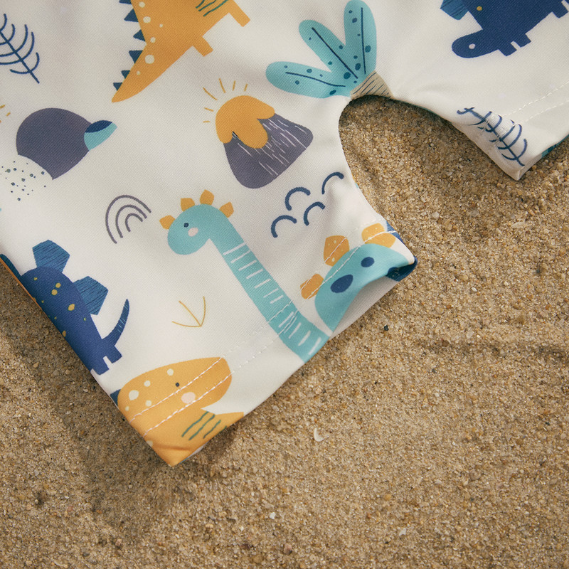 ma&baby 0-4Y kisgyermek csecsemő gyerek fiú lány fürdőruha Rajzfilm dinoszaurusz nyomott rövid ujjú cipzáras fürdőruha Strandruha fürdőruha