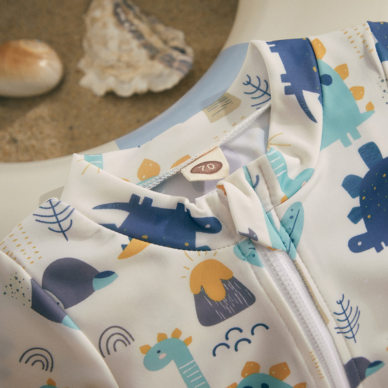 ma&baby 0-4Y kisgyermek csecsemő gyerek fiú lány fürdőruha Rajzfilm dinoszaurusz nyomott rövid ujjú cipzáras fürdőruha Strandruha fürdőruha