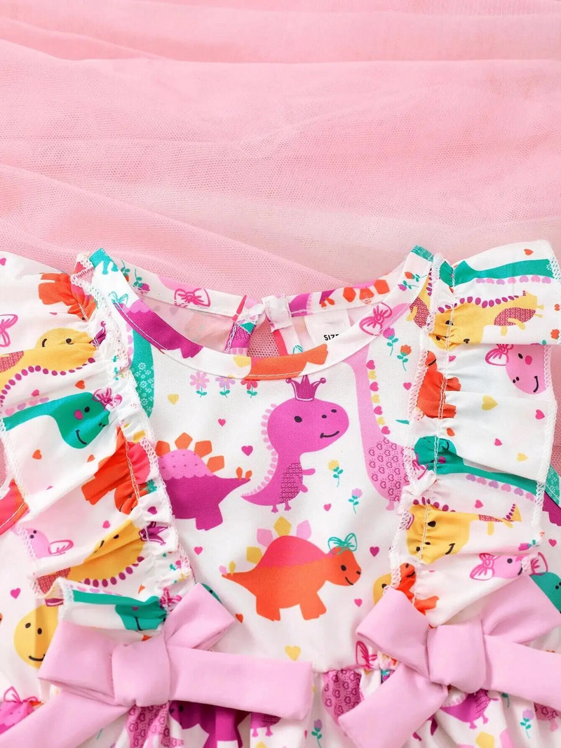 Divat rajzfilm kis dinoszaurusz, ujjatlan ruha, megfelelő kislánynak nyári tengerparti homokos menő szoknya kisgyermek lánynak 0-3 éves korig