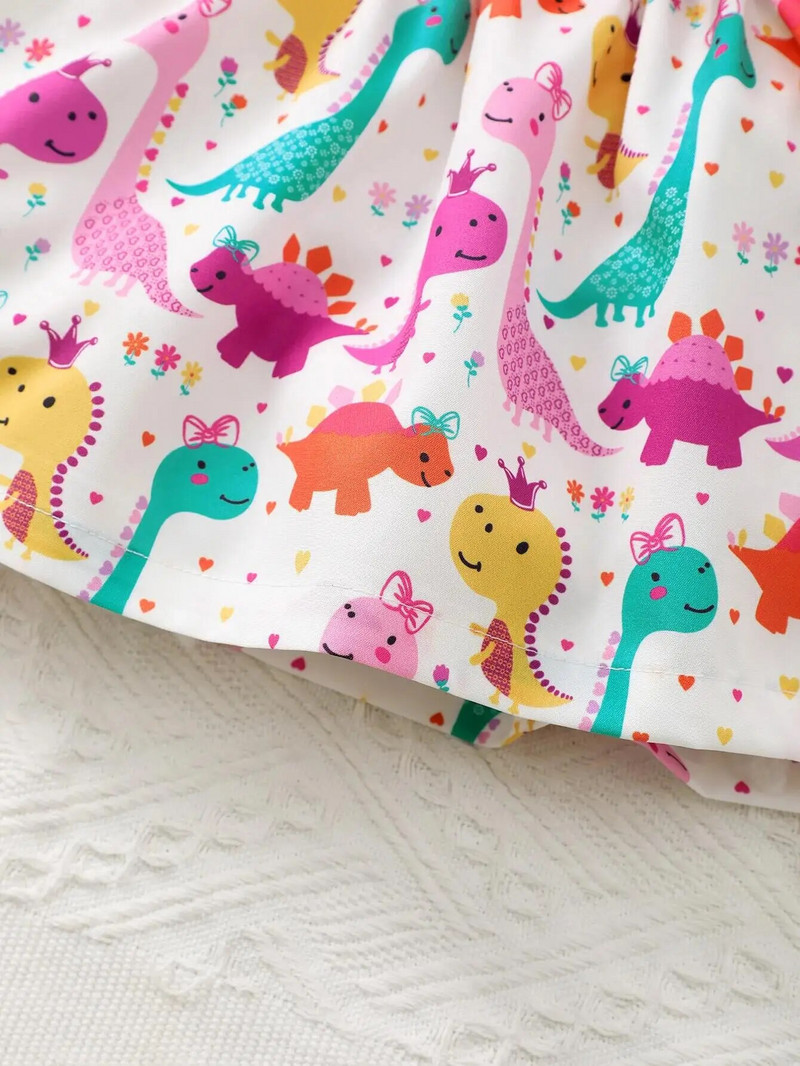 Divat rajzfilm kis dinoszaurusz, ujjatlan ruha, megfelelő kislánynak nyári tengerparti homokos menő szoknya kisgyermek lánynak 0-3 éves korig