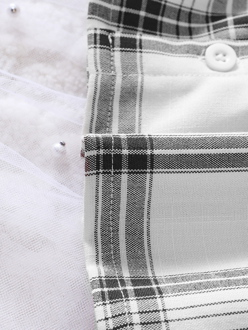 Tavaszi őszi lányruha kerek nyakú, hosszú ujjú masnigombos kockás bolyhos ruha Divatos aranyos csecsemő gyerek