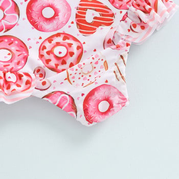 Princess Bowknot Μικρά κορίτσια μαγιό μπικίνι beachwear Καλοκαιρινό αμάνικο ντόνατ με λουλουδάτο τύπωμα βολάν Μικρό μαγιό