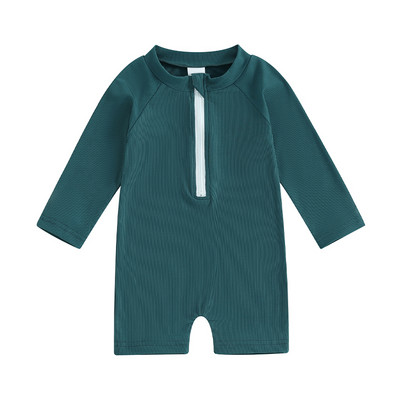 Gyerekek Gyerekek Fiúk Nyári fürdőruhák Bikinik Tömör bordás Alkalmi hosszú ujjú cipzáras Jumpsuitek Fürdőruha Strandruhák Fürdőruhák