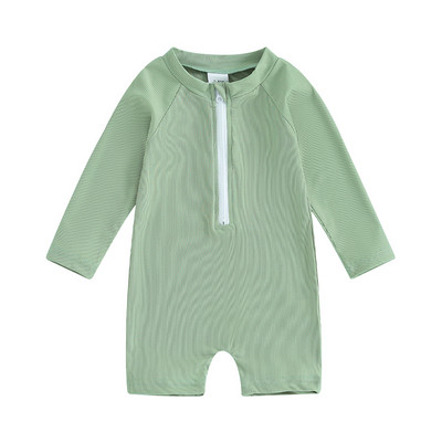 Gyerekek Gyerekek Fiúk Nyári fürdőruhák Bikinik Tömör bordás Alkalmi hosszú ujjú cipzáras Jumpsuitek Fürdőruha Strandruhák Fürdőruhák
