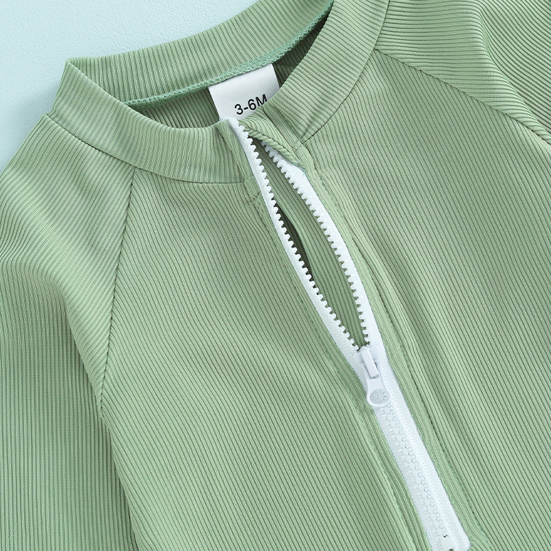 Gyerekek Gyerekek Fiúk Nyári fürdőruhák Bikinik Tömör bordás Alkalmi hosszú ujjú cipzáras Jumpsuitek Fürdőruha Strandruhák Fürdőruhák