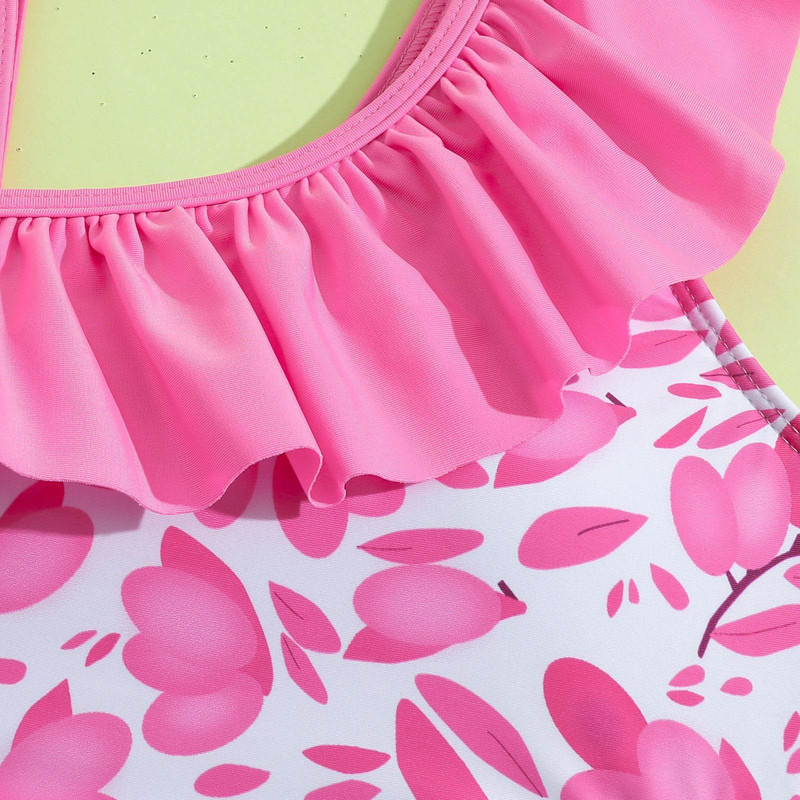 Totyogós fürdőruha lányoknak 4t fürdőruha lányoknak fürdőruha fodros kis friss kislány baba háromszög rövid ujjú védő lányoknak