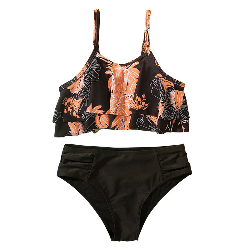 Lányok 14-es méretű fürdőruha totyogó lány 2 részes fürdőruha sportmintás magas derekú bikini szett fürdőruha fürdőruha lányoknak bikini