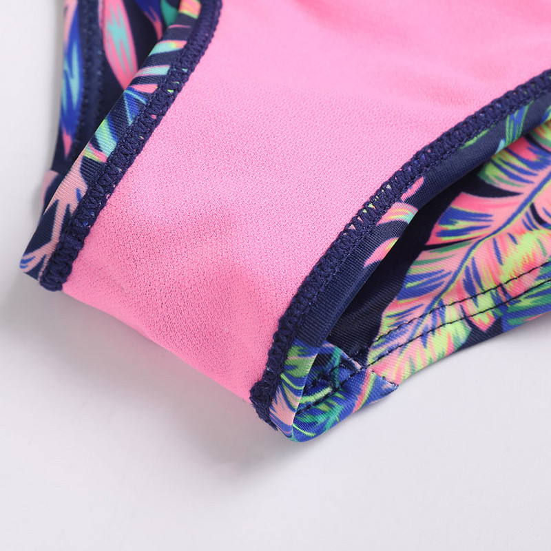 Lány trópusi levélmintás bikini fürdőruha Gyerekek Flounce kétrészes gyermek fürdőruha 7-15 éves fürdőruha nyári strandruha 2024