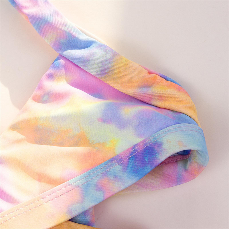 Lányos fürdőruha kétrészes fürdőruhák új lányok kétrészes fürdőruha fürdőruha pánt nyakkendő festék bikini gradiens színű gyerek fürdőruhák