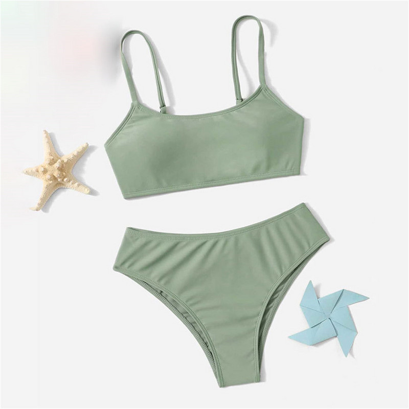 Kupaći kostimi Dječji Dvodijelni kupaći kostim za djevojčice Sportski bikini set visokog struka Kupaći kostim Dječji kupaći kostimi s tankim naramenicama detskij kupalʹnik