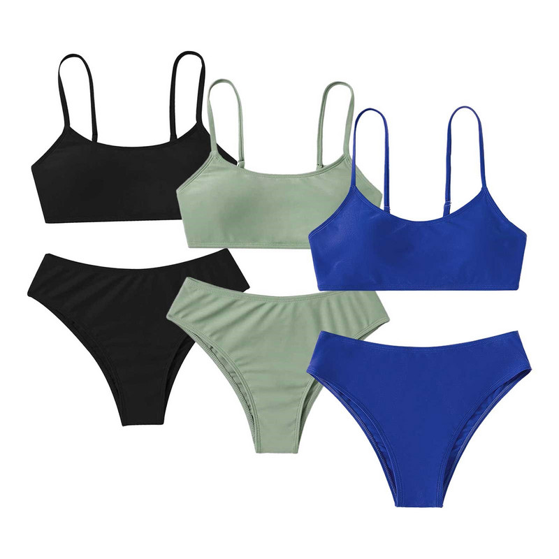 Kupaći kostimi Dječji Dvodijelni kupaći kostim za djevojčice Sportski bikini set visokog struka Kupaći kostim Dječji kupaći kostimi s tankim naramenicama detskij kupalʹnik