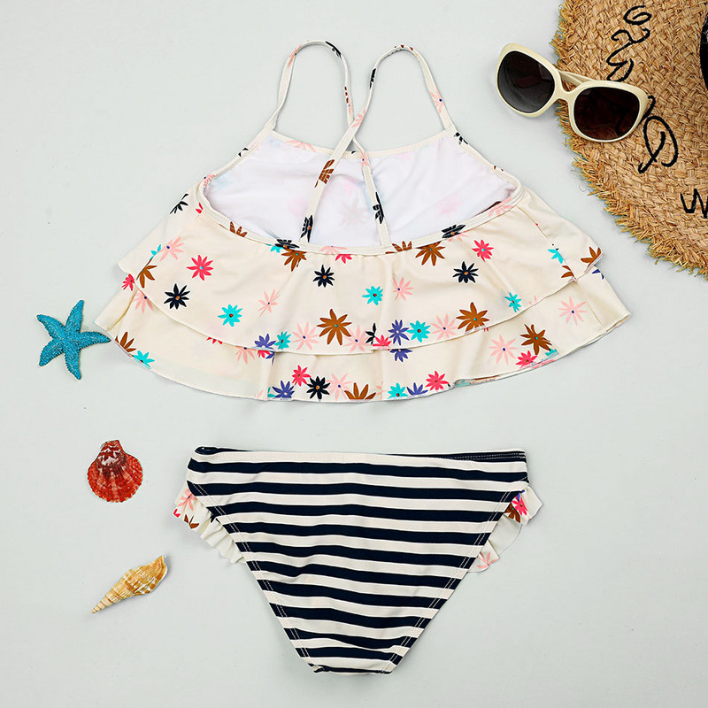 Fodor lányos fürdőruha, nyomott kétrészes gyerek fürdőruha Tankini 7-14 éves korig lányos bikini szett Nagy lány fürdőruha Strandruha