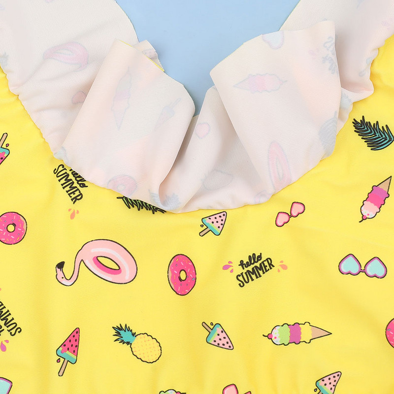 Lányok grafikai nyomtatással készült bikini fürdőruha, gyerekeknek, fodros díszítéssel, kétrészes gyermek fürdőruha 7-14 éves tinédzserek strandruhája