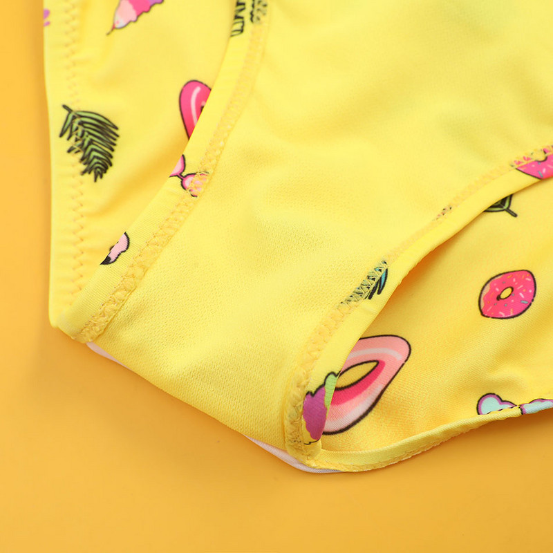 Lányok grafikai nyomtatással készült bikini fürdőruha, gyerekeknek, fodros díszítéssel, kétrészes gyermek fürdőruha 7-14 éves tinédzserek strandruhája