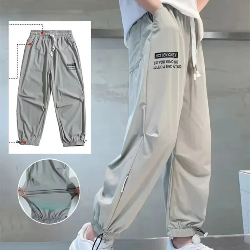 Fiúk Nyári Vékony Gyorsan száradó alkalmi sport hosszú nadrágok Szúnyog elleni közepes méretű gyereknadrágok tavaszi őszi divatmárka