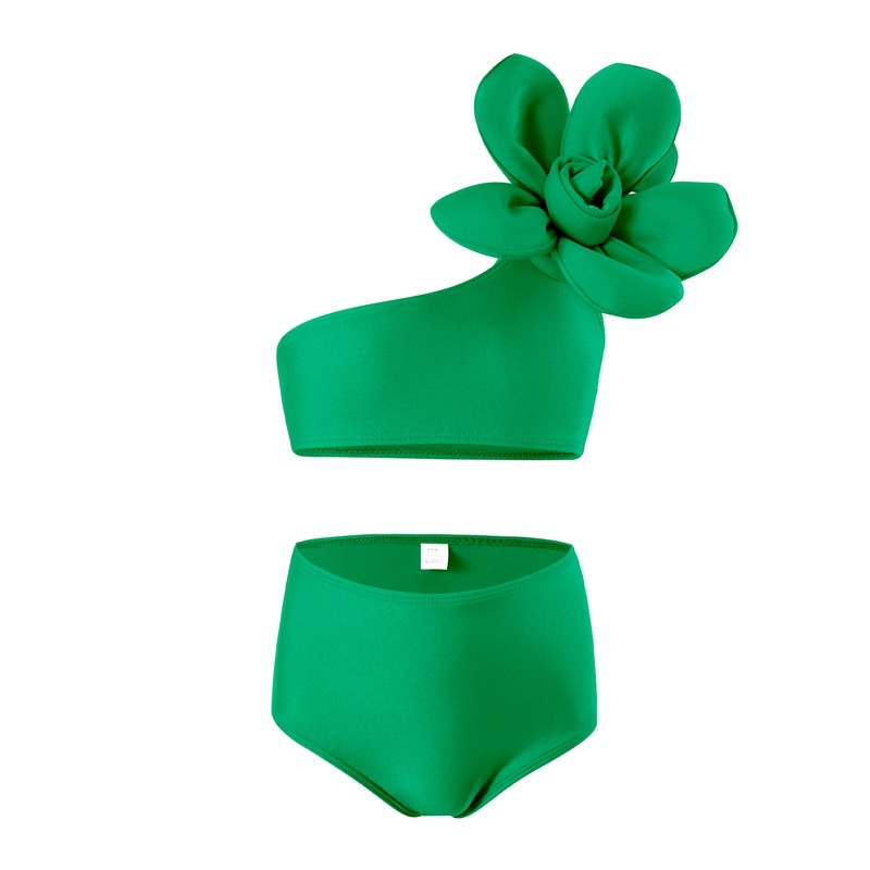 Baby Girls fürdőruha nyári bikini szett nagy virággal gyerekekkel, aranyos, tömör kisgyermek tanuló úszóruhák, kétrészes Sunbeach fürdőruha