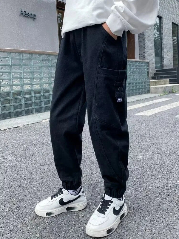 Tavaszi őszi alkalmi nadrágok fiúknak divatos munkanadrágok gyerekeknek hosszú kövér gyerekek pamut poliészter szövet magas derék