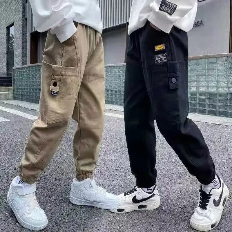 Tavaszi őszi alkalmi nadrágok fiúknak divatos munkanadrágok gyerekeknek hosszú kövér gyerekek pamut poliészter szövet magas derék