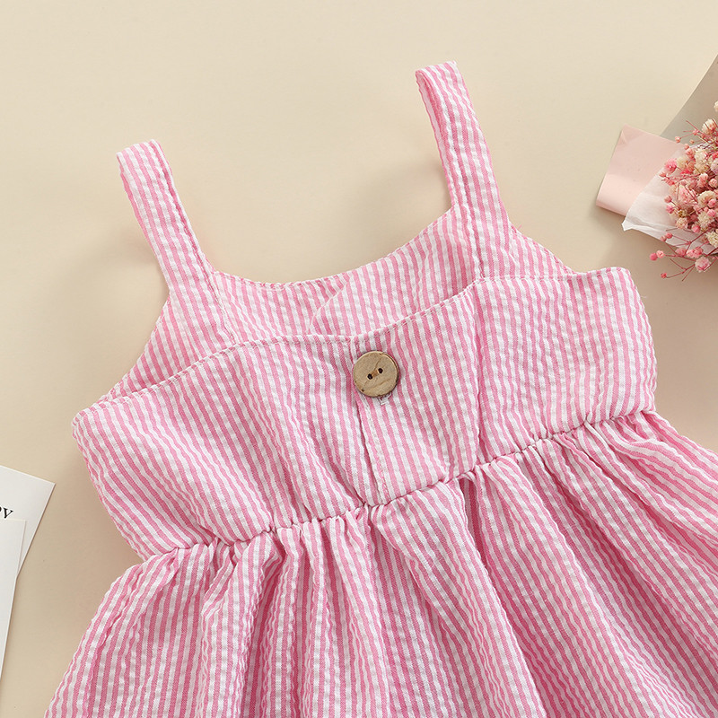 Tipegő baba lányok ujjatlan ruha elöl csípős szalagos ruha nyári divatos hercegnős alkalmi ruha 3M-3T