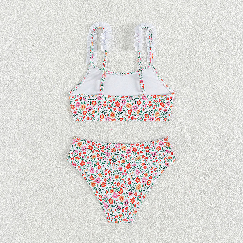 Little Flower Printing Kids Osztott 2 részes fürdőruha lányoknak nyári bikini szettek 5-14 éves nyári tini lány fürdőruha fürdőruha