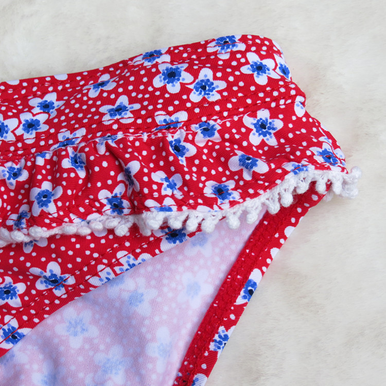 Lányok kétrészes fürdőruha virágos masni kézműves csipke Friss és aranyos lányok fürdőruha 4-16 éves korig