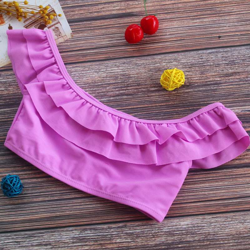 Lányos levélmintás fodros bikini szett Kétrészes fürdőruha Strandruha medence Two Pices fürdőruha gyerek fürdőruha baba lányoknak fürdőruha