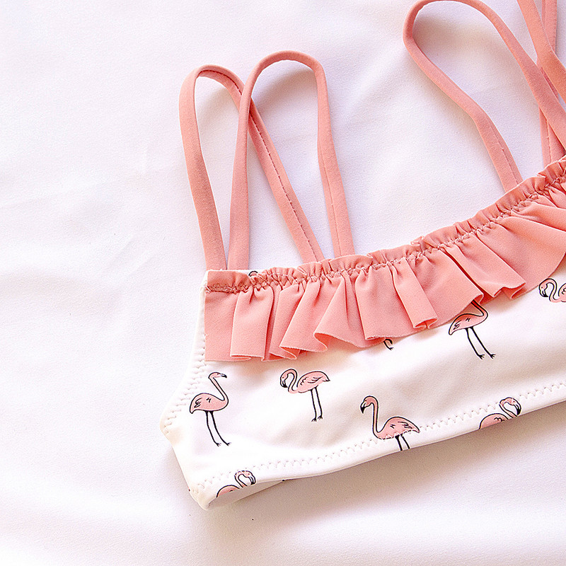 2-10 éves gyerekek lányok fürdőruha fürdőruha 2024 gyermek Falbala bikini szett kötőfék, mintás gyerek lány biquini csecsemő fürdőruha