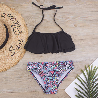 Új Falbala Kids Swimwear fürdőruha 2024 New Print Girls Kid Bikini Szett 5-14 éves Gyermek Bandage úszóruha Strandruha A247