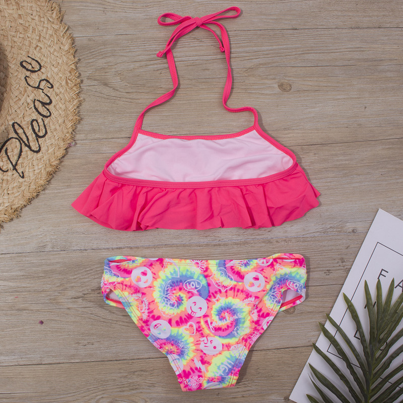 Új Falbala Kids Swimwear fürdőruha 2024 New Print Girls Kid Bikini Szett 5-14 éves Gyermek Bandage úszóruha Strandruha A247