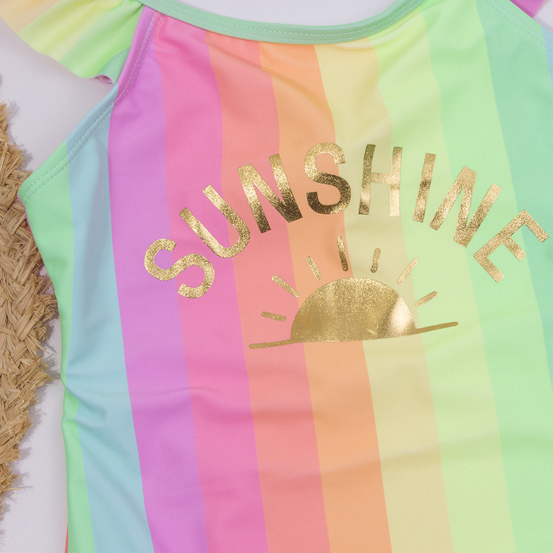 2-8 éves Rainbow csíkos masni gyerekeknek lányok 1 részes fürdőruha tipegő baba gyerekek nyári strand kültéri üreges fürdőruha fürdőruha